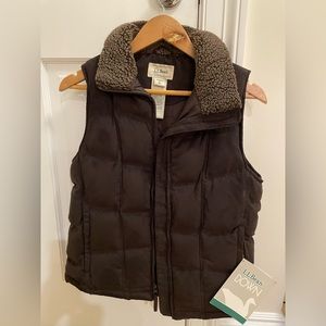 L.L. Bean women’s down vest in brown.